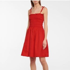 Tory Burch red poplin mini dress